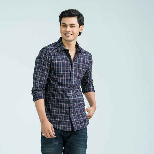 Men’s Ash Navy Casual Cotton Shirt