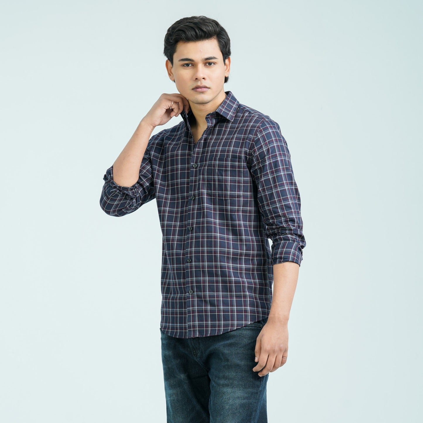 Men’s Ash Navy Casual Cotton Shirt