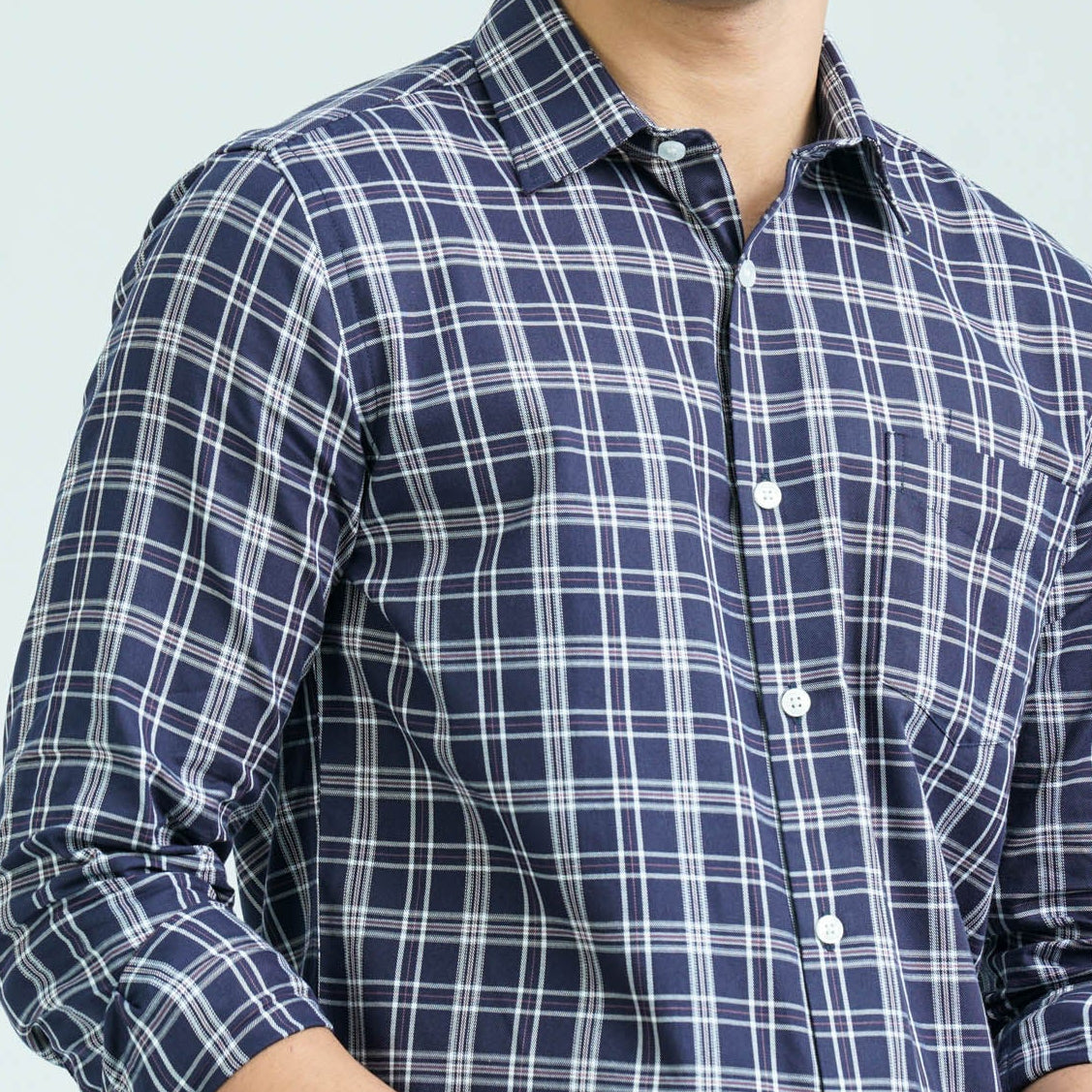 Men’s Navy White Casual Cotton Shirt