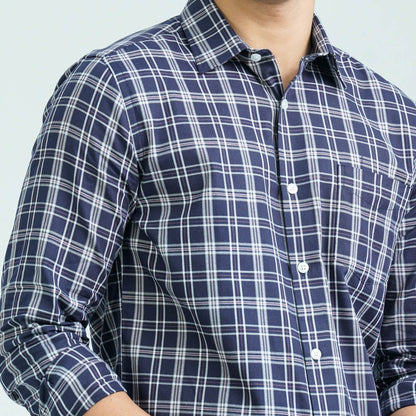 Men’s Navy White Casual Cotton Shirt