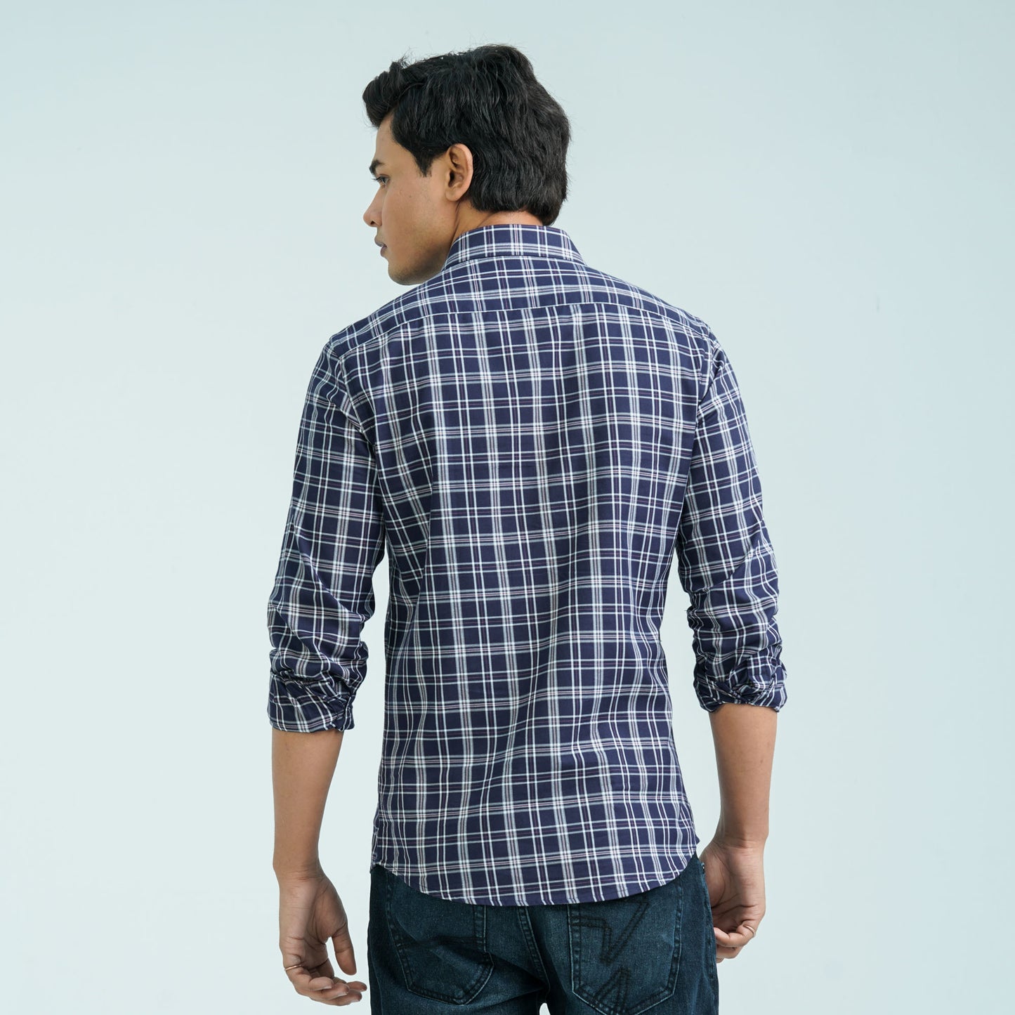 Men’s Navy White Casual Cotton Shirt