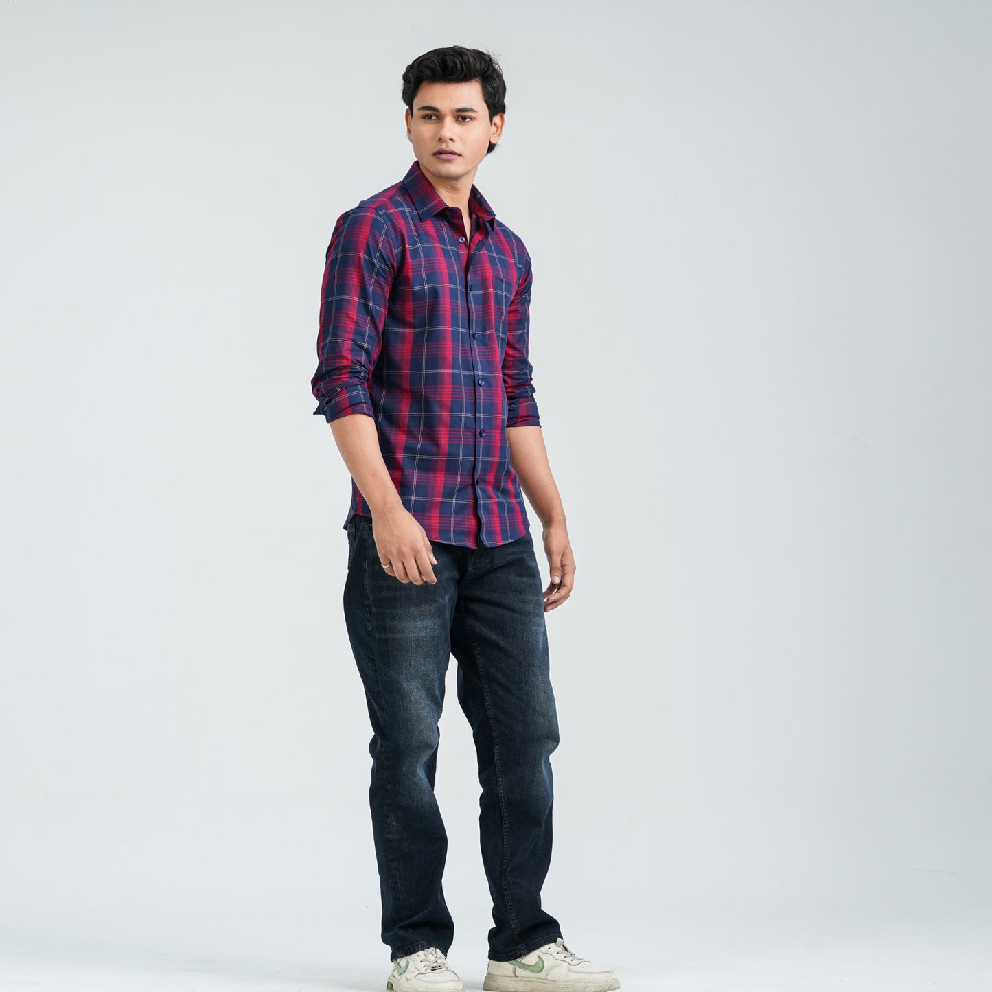 Men’s Red Navy Casual Cotton Shirt