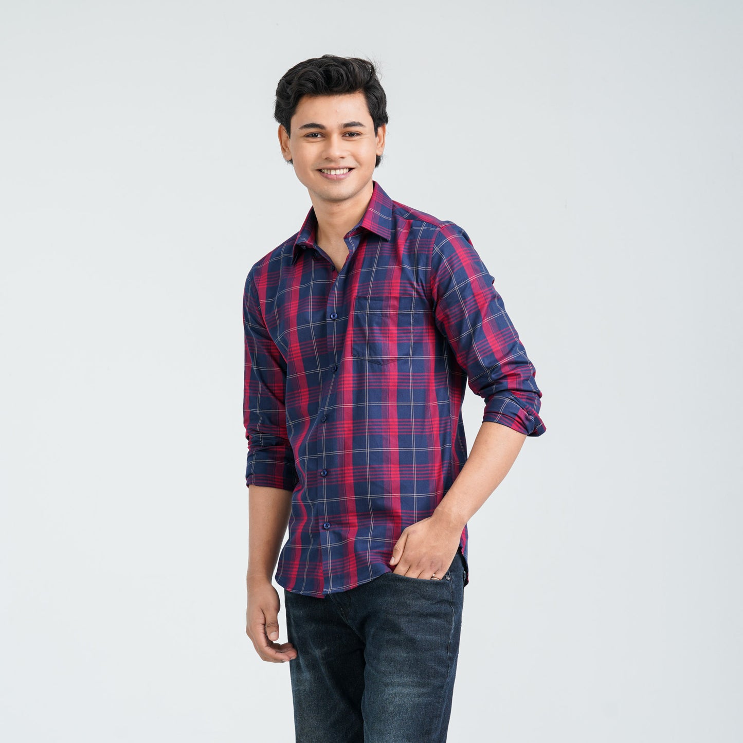 Men’s Red Navy Casual Cotton Shirt
