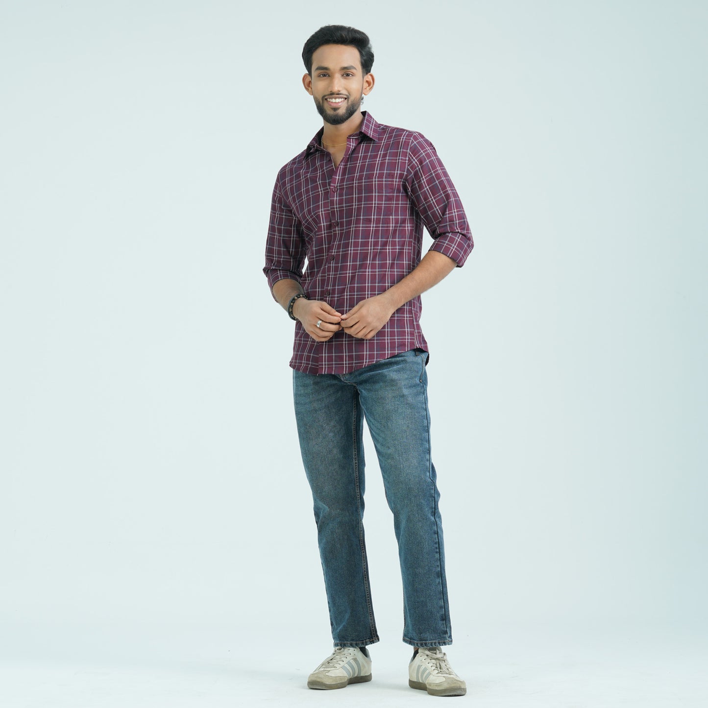 Men’s Maroon Casual Cotton Shirt