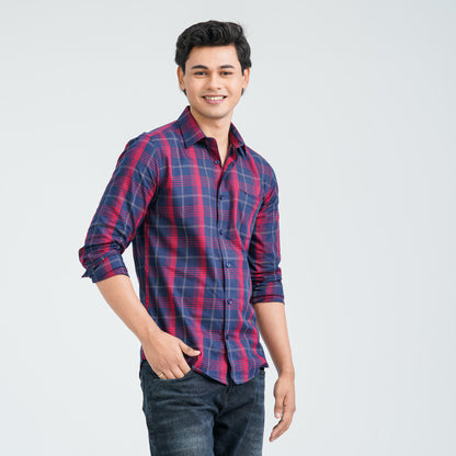 Men’s Red Navy Casual Cotton Shirt