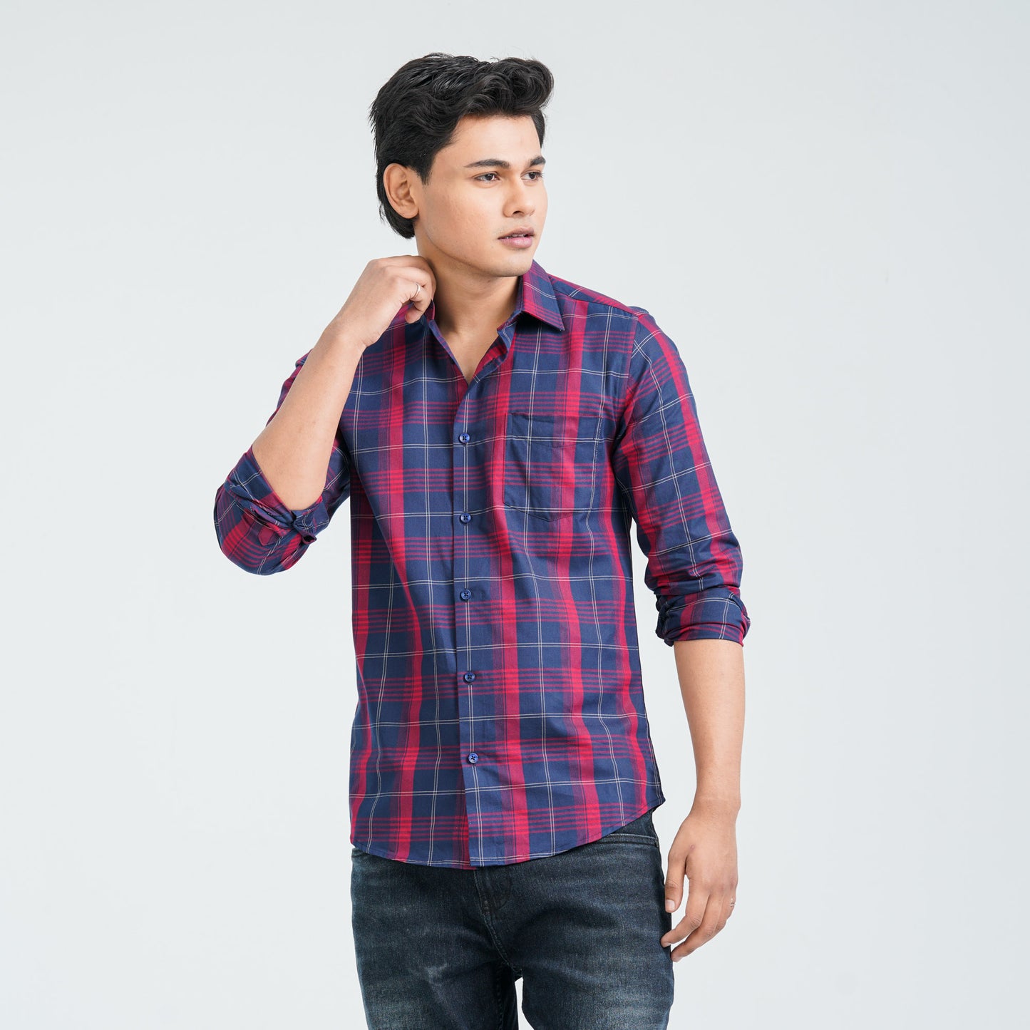 Men’s Red Navy Casual Cotton Shirt