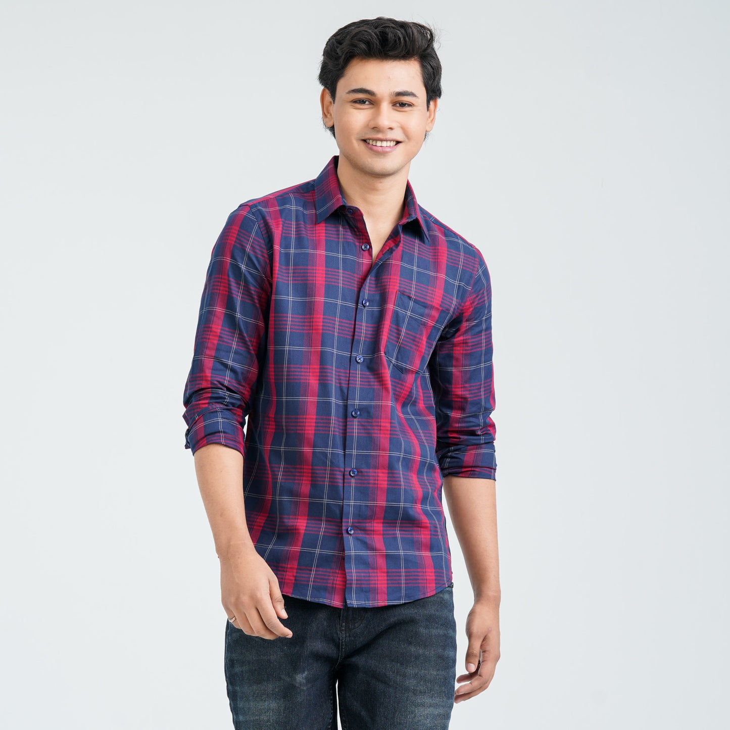 Men’s Red Navy Casual Cotton Shirt