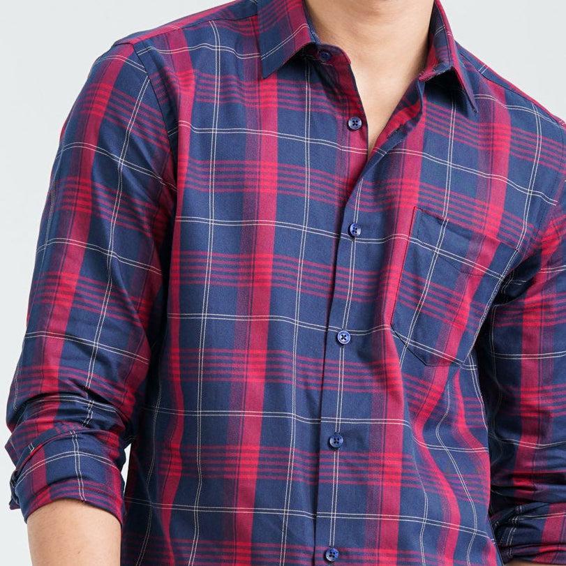 Men’s Red Navy Casual Cotton Shirt