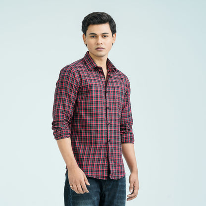 Men’s Green Red Casual Cotton Shirt