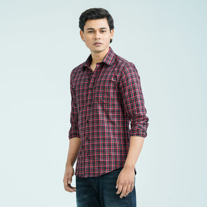 Men’s Green Red Casual Cotton Shirt