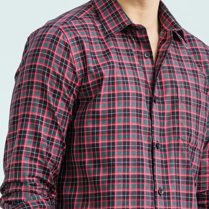 Men’s Green Red Casual Cotton Shirt