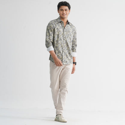 Men's Olive AOP Casual Shirt