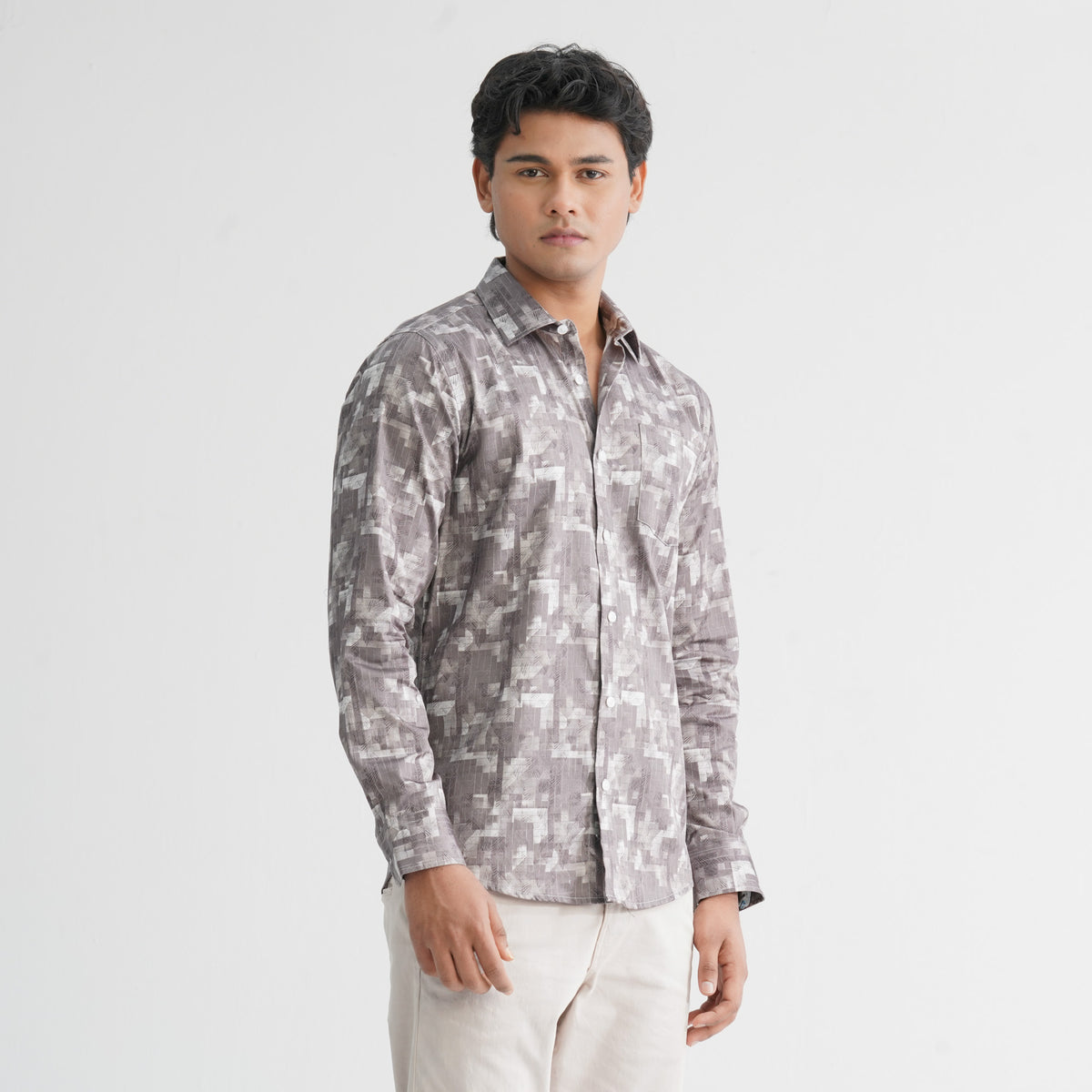 Men's Navy AOP Casual Shirt
