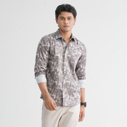 Men's Navy AOP Casual Shirt
