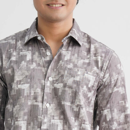 Men's Navy AOP Casual Shirt