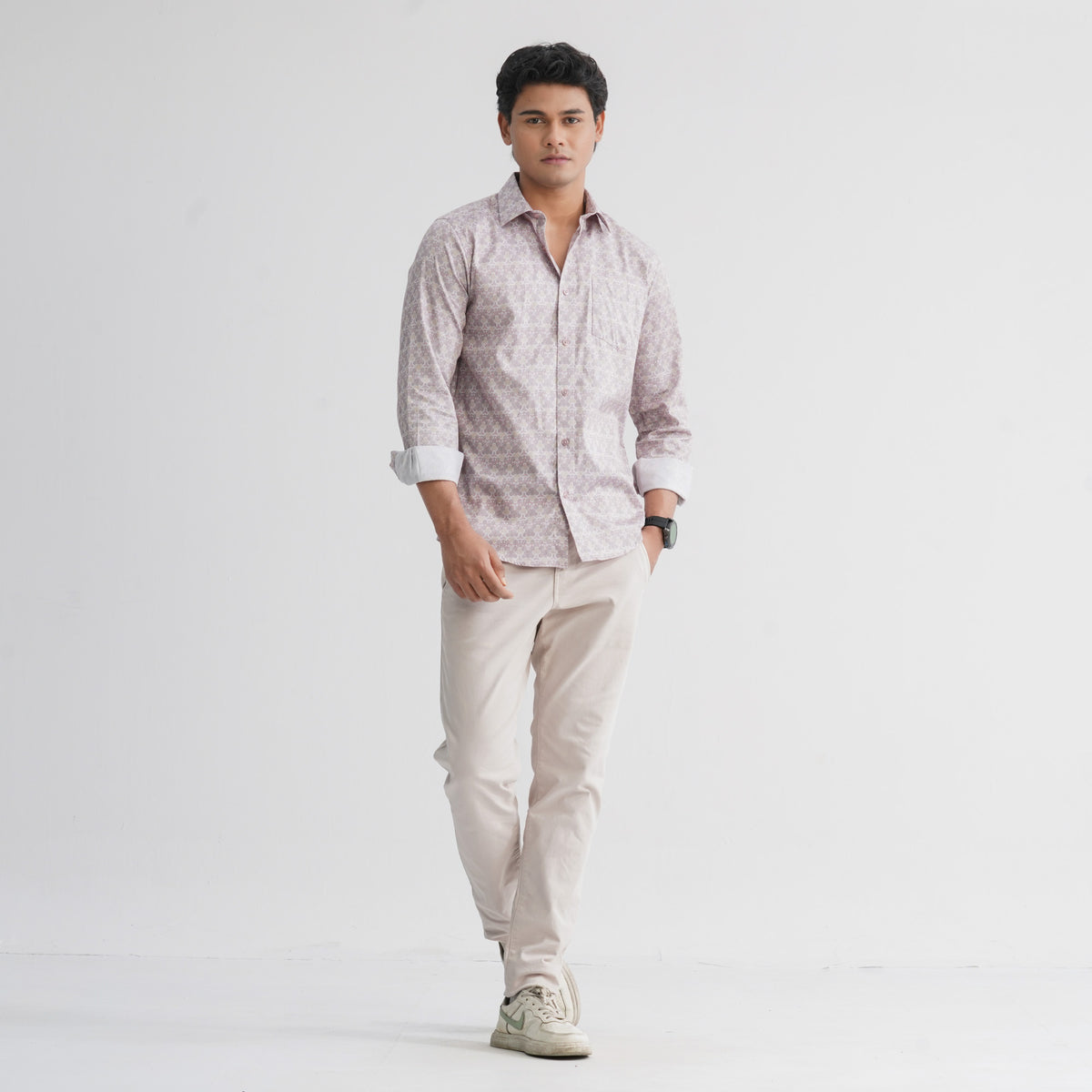 Men's Maroon AOP Casual Shirt