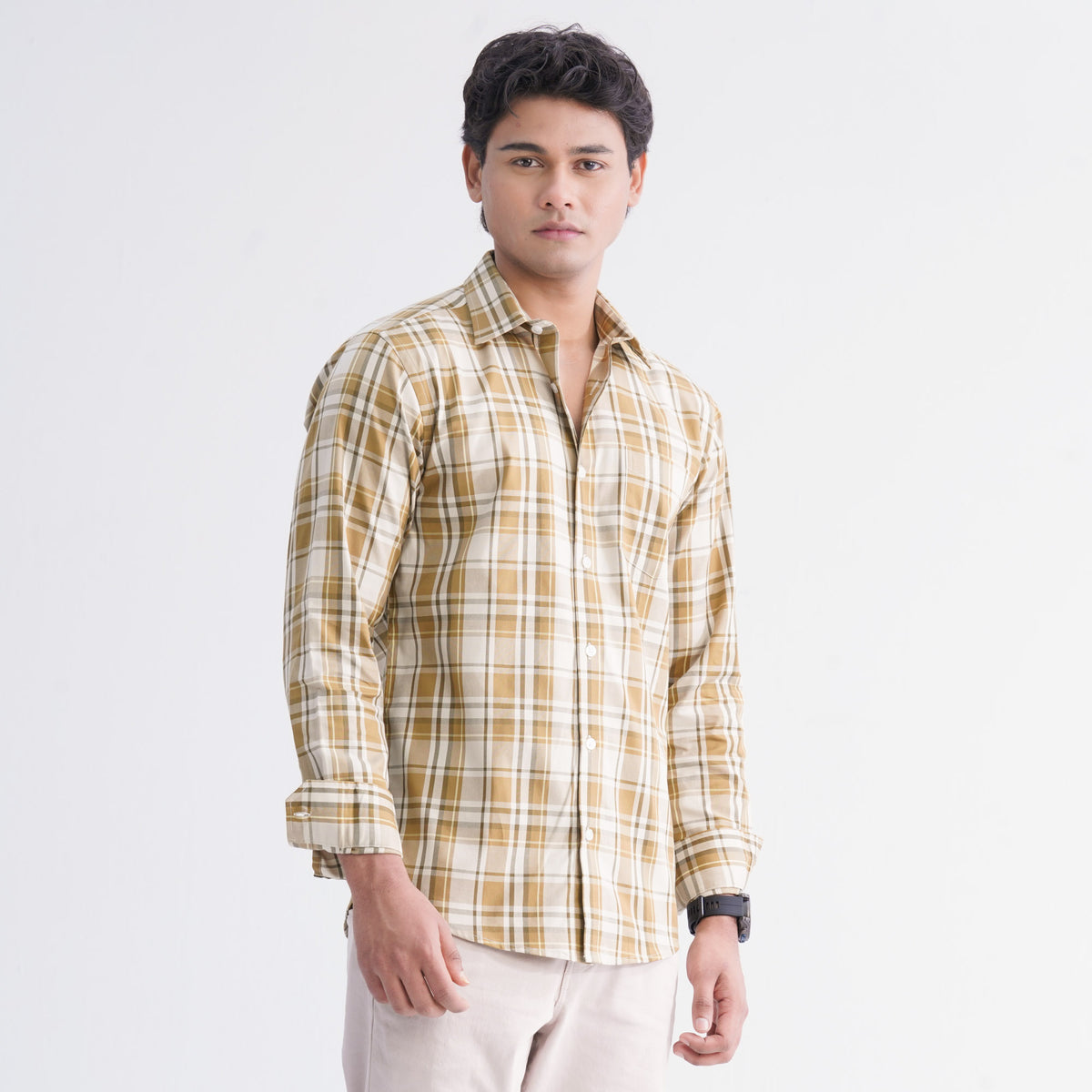 Men’s Brown Check Casual Shirt