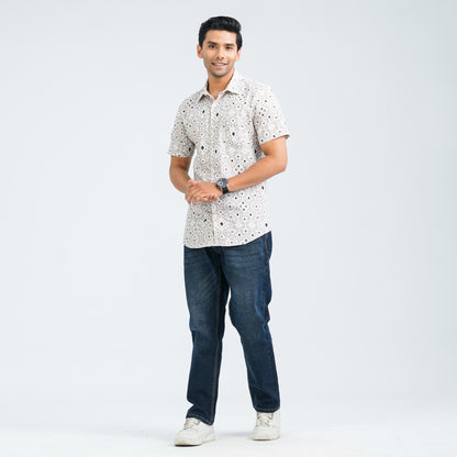 Men’s Beige Casual Cotton Shirt
