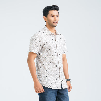 Men’s Beige Casual Cotton Shirt