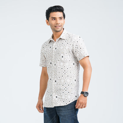 Men’s Beige Casual Cotton Shirt