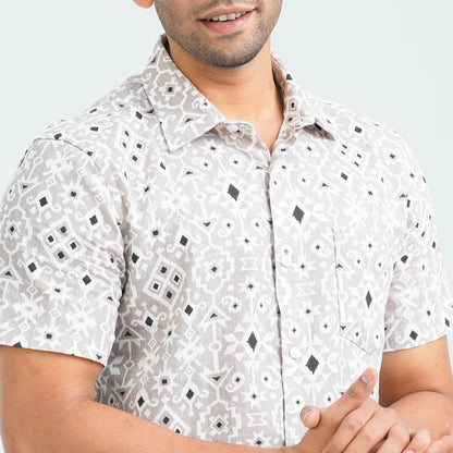 Men’s Beige Casual Cotton Shirt