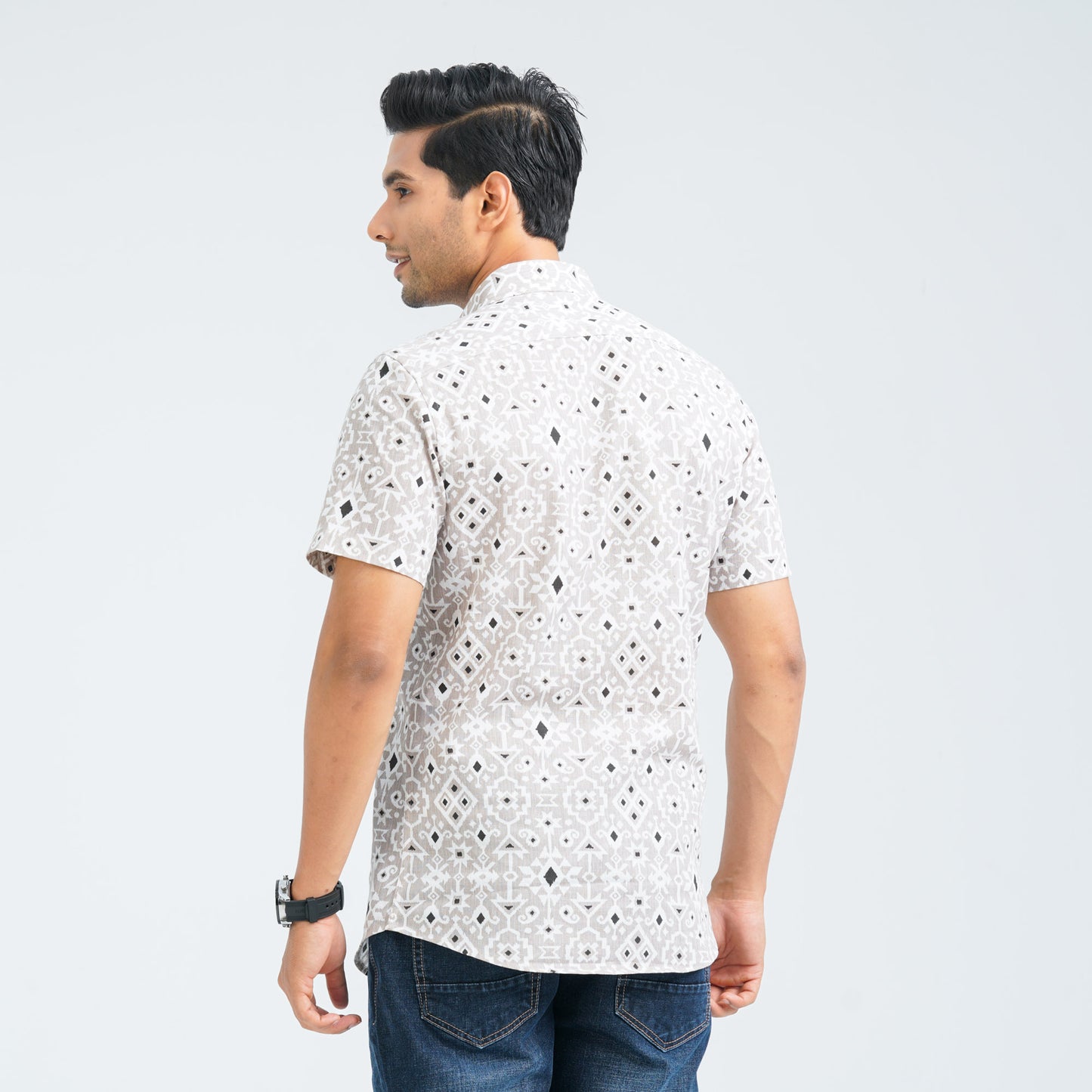 Men’s Beige Casual Cotton Shirt