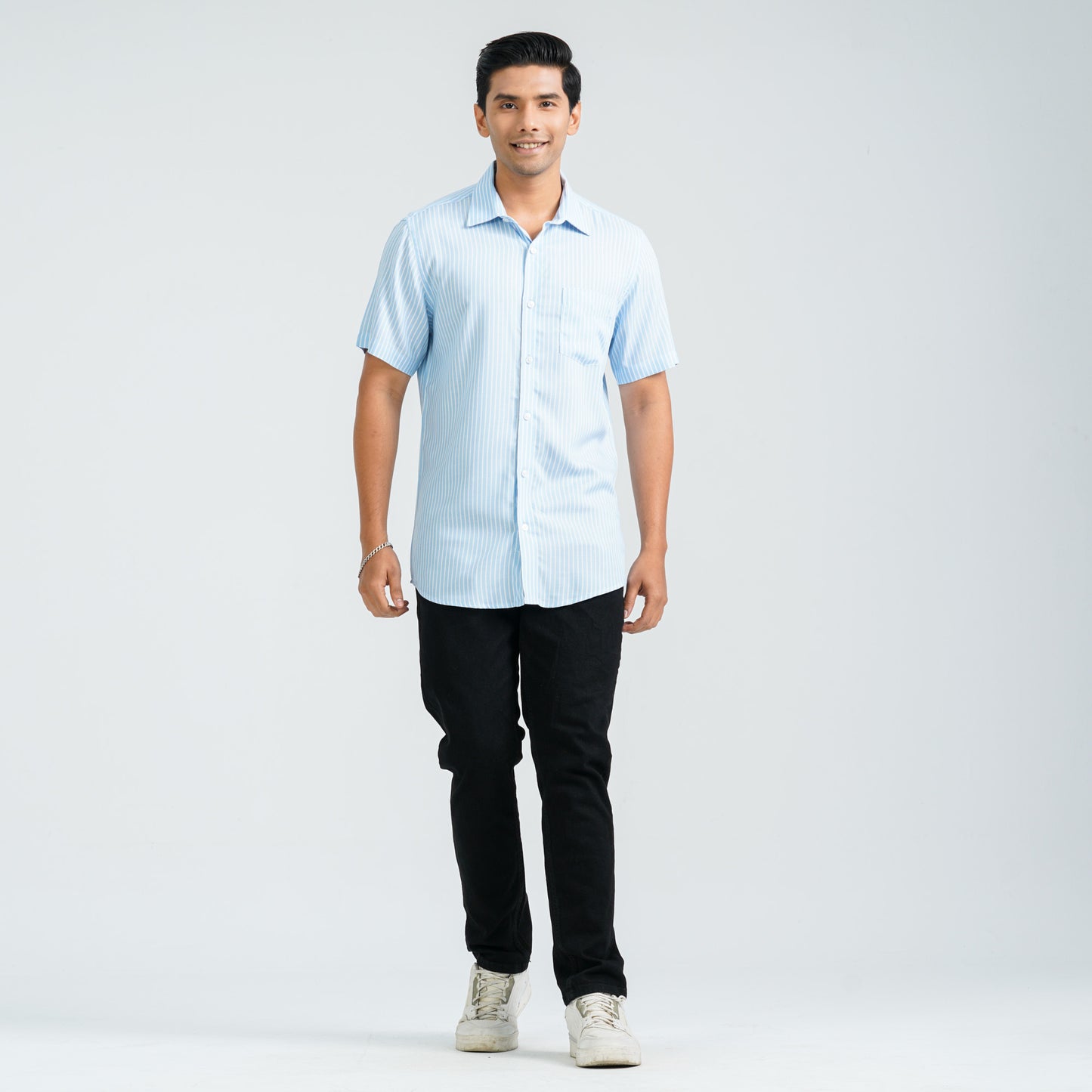 Men’s Blue Stripe Viscose Shirt