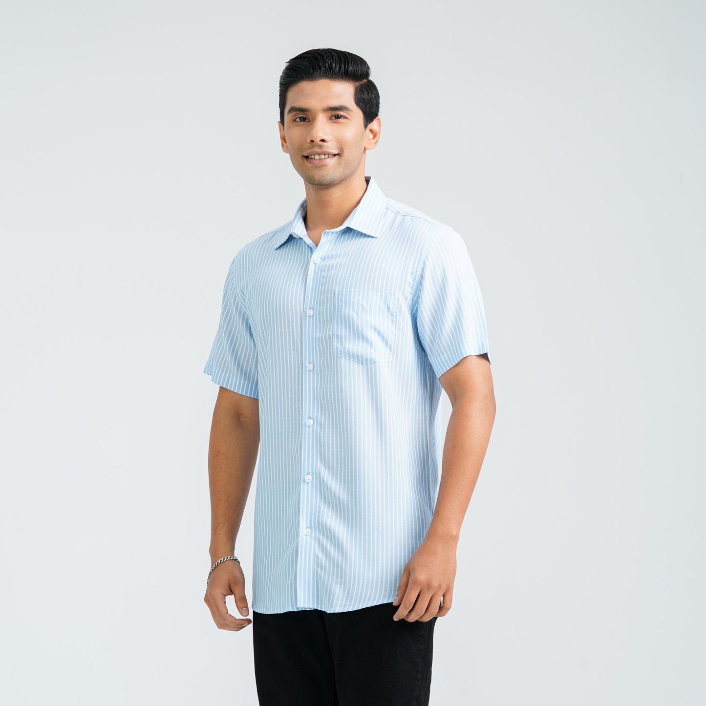 Men’s Blue Stripe Viscose Shirt