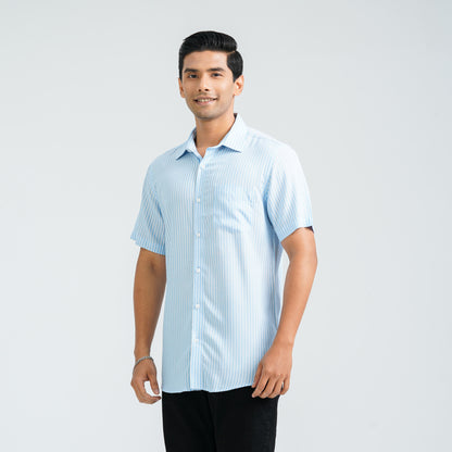Men’s Blue Stripe Viscose Shirt