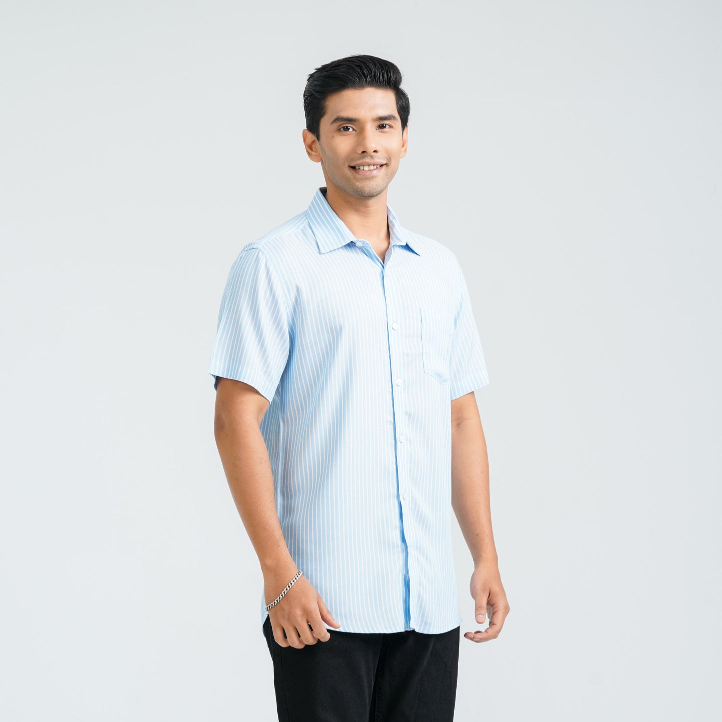 Men’s Blue Stripe Viscose Shirt