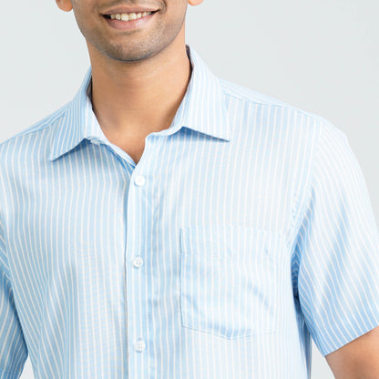 Men’s Blue Stripe Viscose Shirt