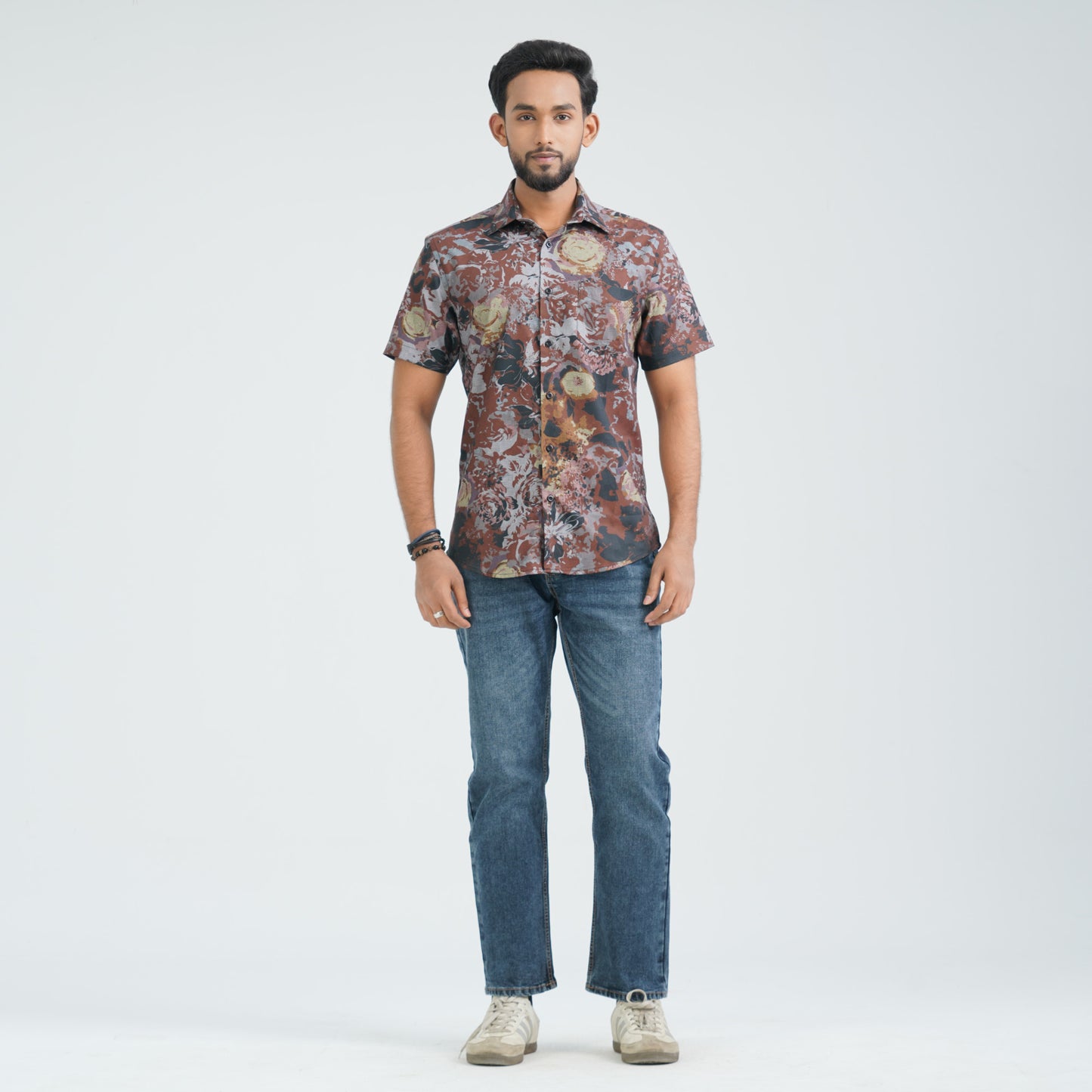 Men’s Brown Blended Casual Shirt