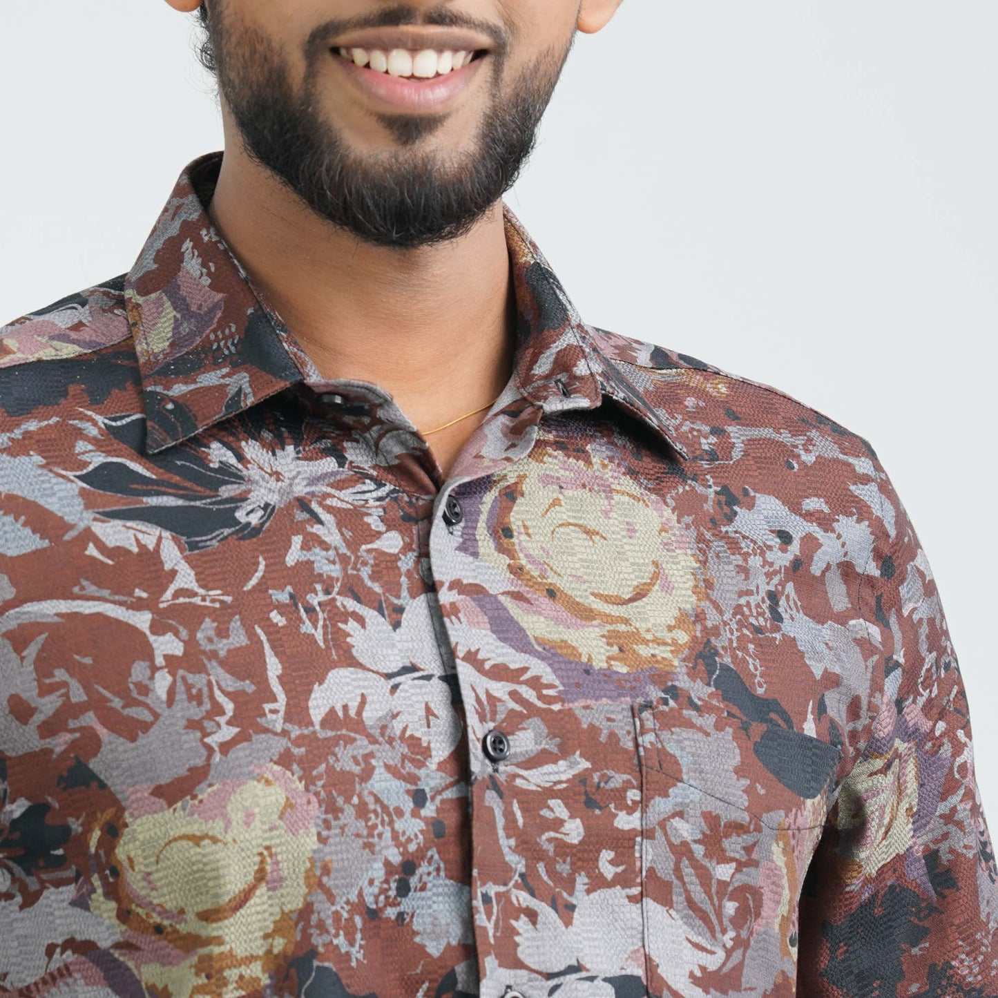 Men’s Brown Blended Casual Shirt