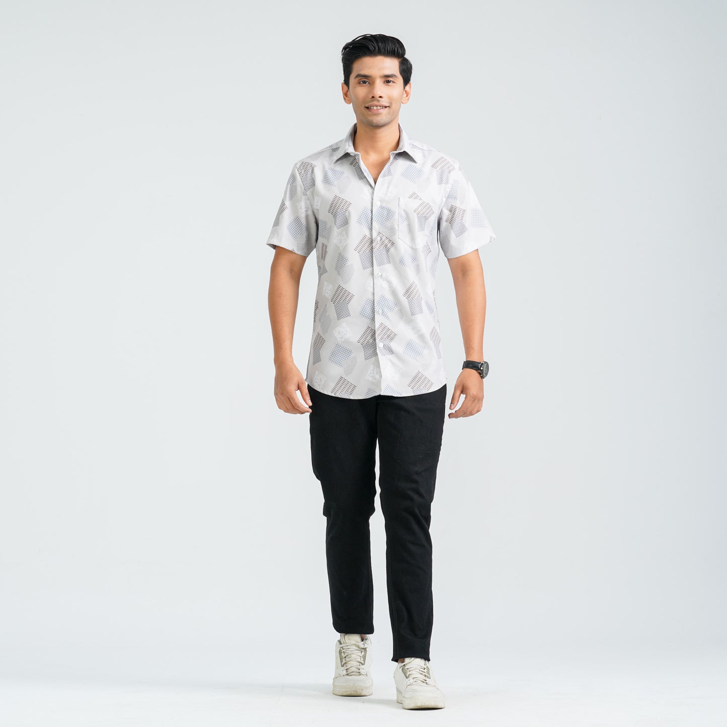 Men’s Beige Blended Casual Shirt