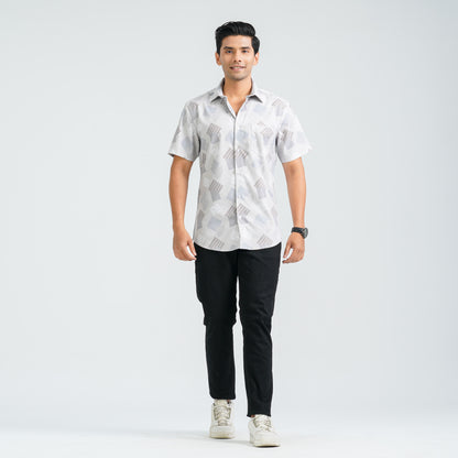 Men’s Beige Blended Casual Shirt