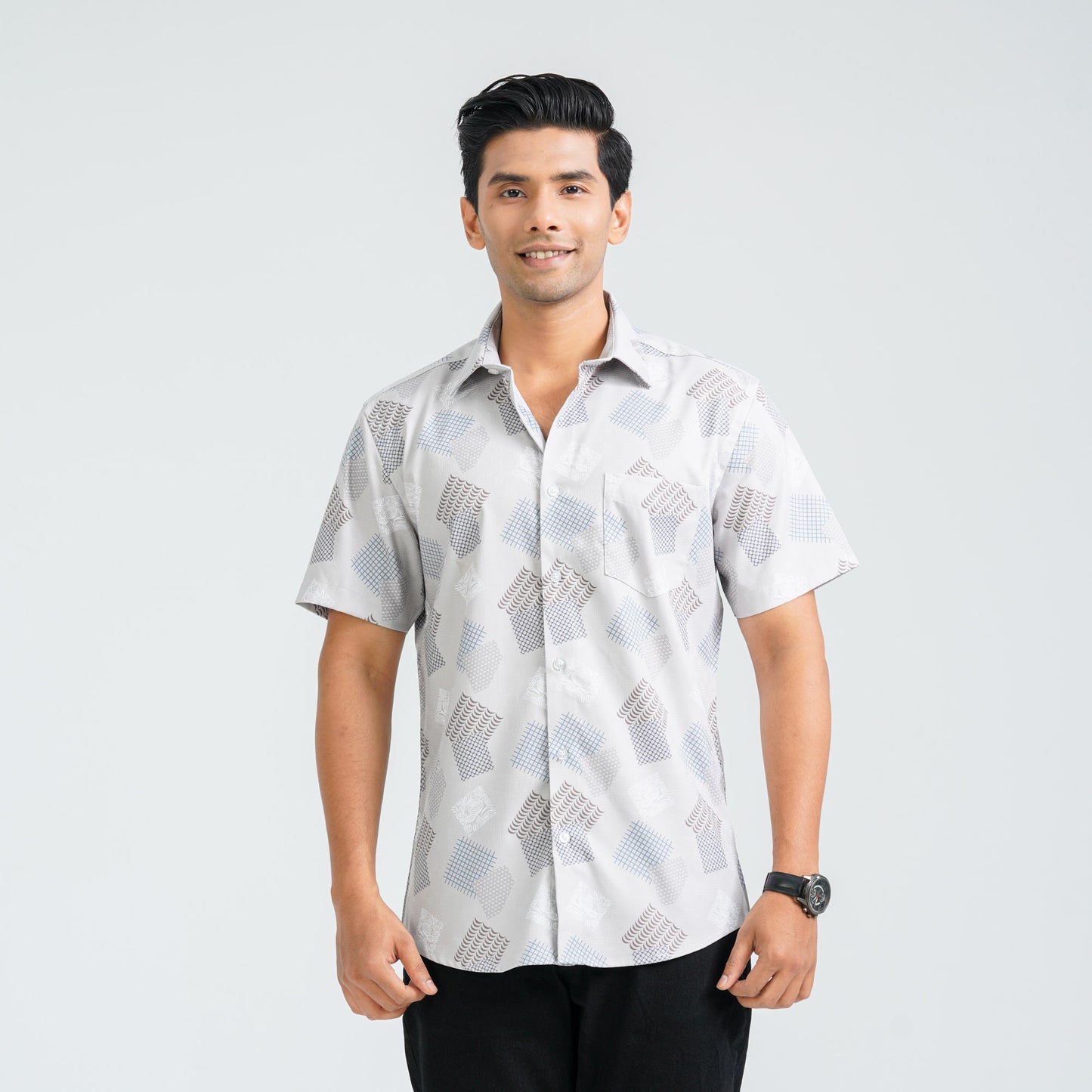 Men’s Beige Blended Casual Shirt