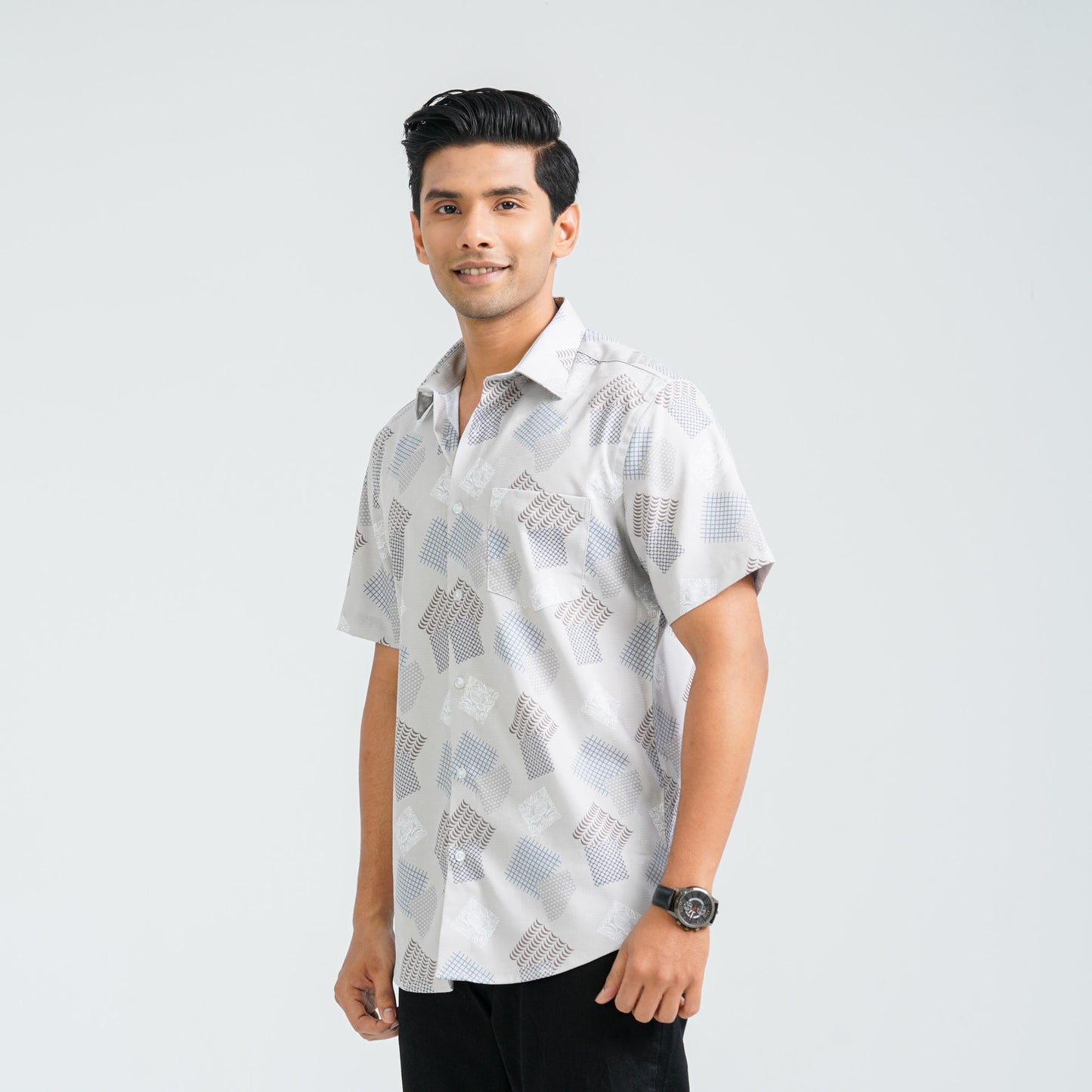 Men’s Beige Blended Casual Shirt