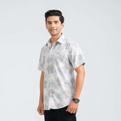 Men’s Beige Blended Casual Shirt