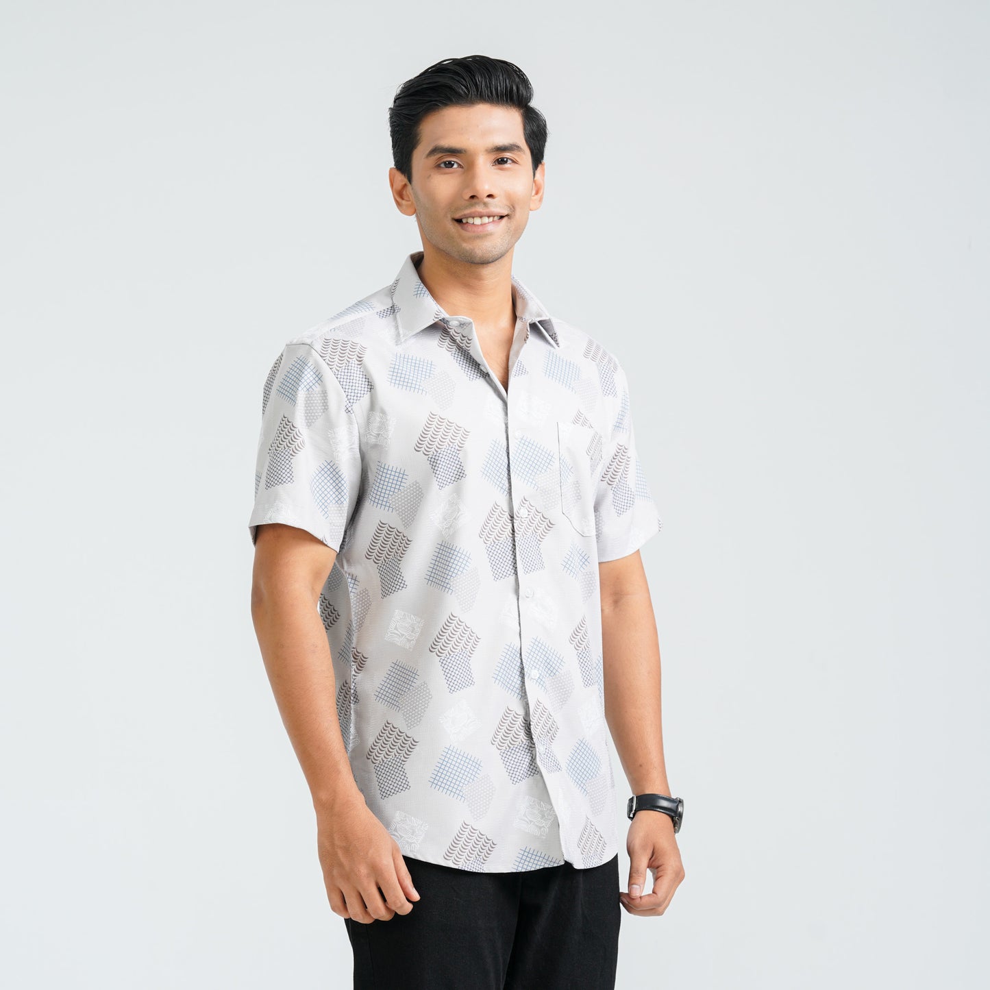 Men’s Beige Blended Casual Shirt