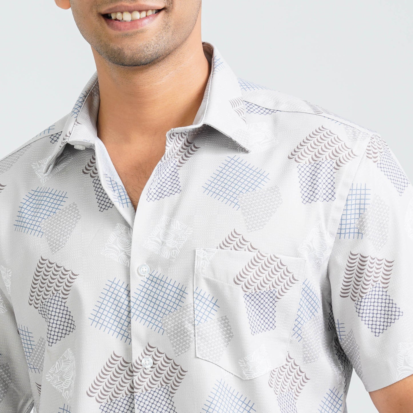 Men’s Beige Blended Casual Shirt
