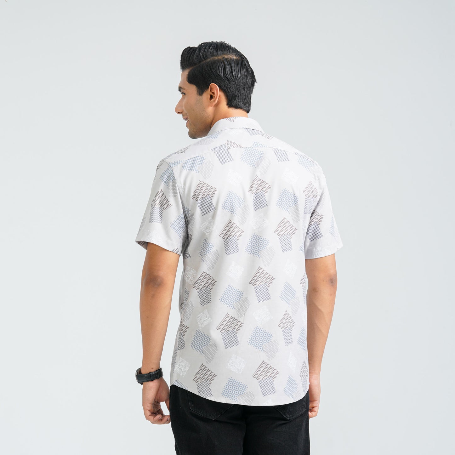 Men’s Beige Blended Casual Shirt