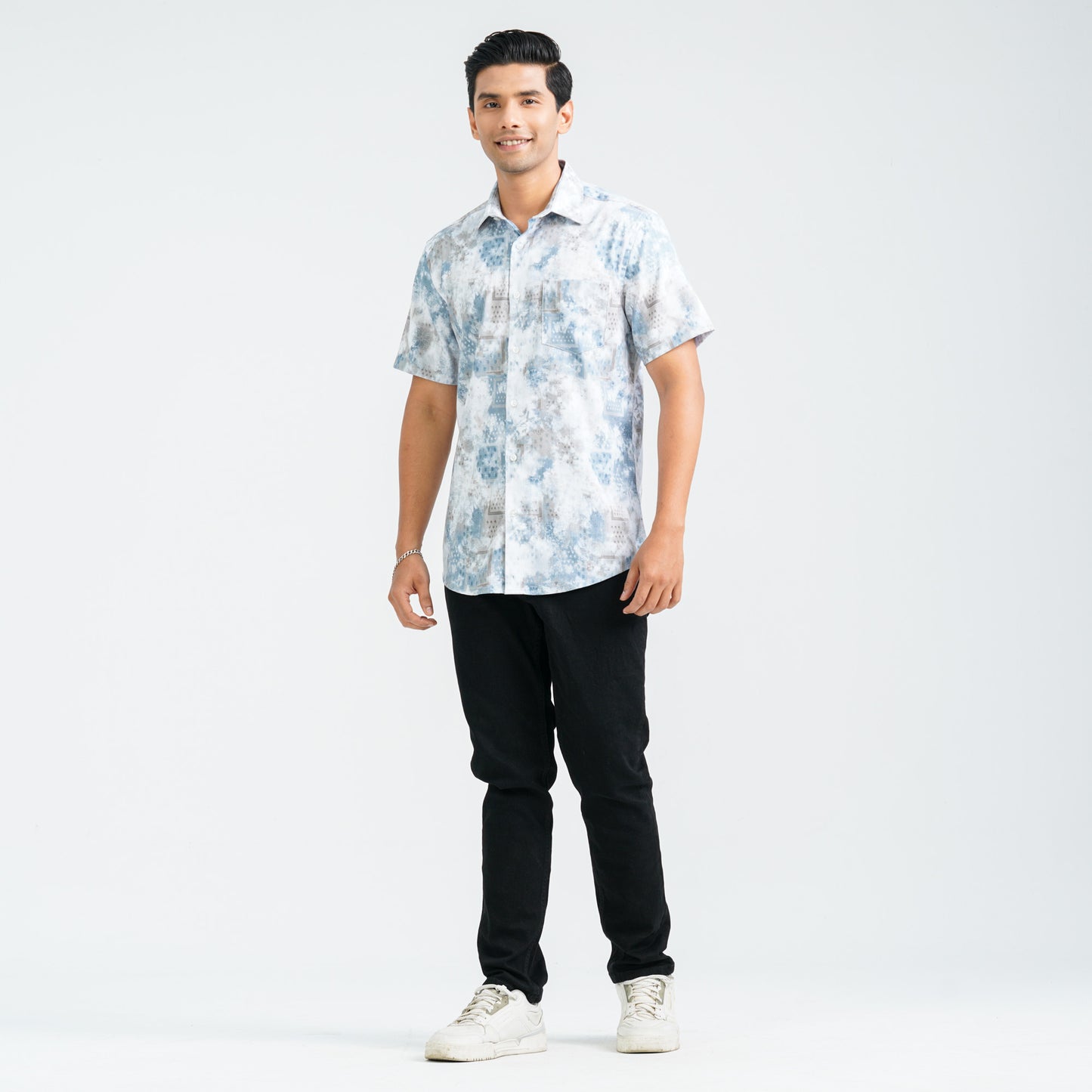 Men’s White Blended Casual Shirt