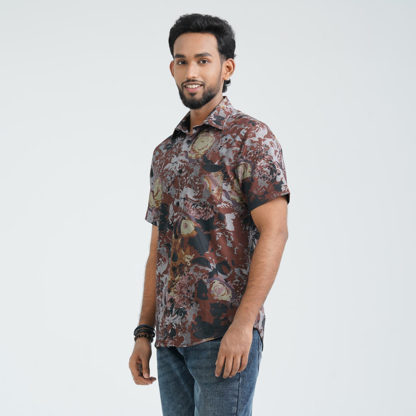 Men’s Brown Blended Casual Shirt