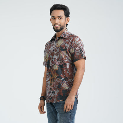 Men’s Brown Blended Casual Shirt