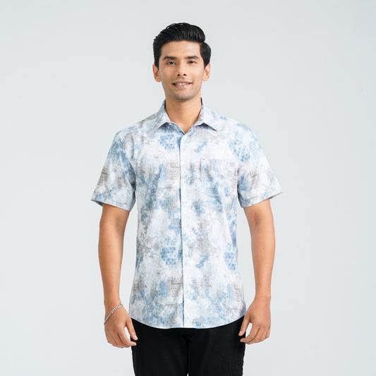 Men’s White Blended Casual Shirt