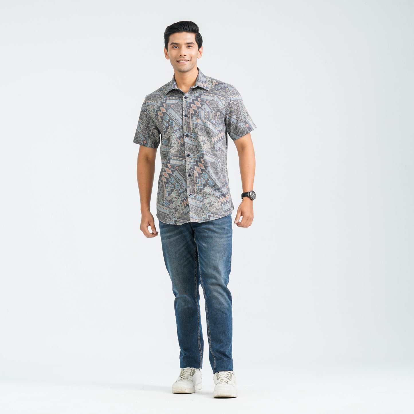 Men’s Olive Blended Casual Shirt