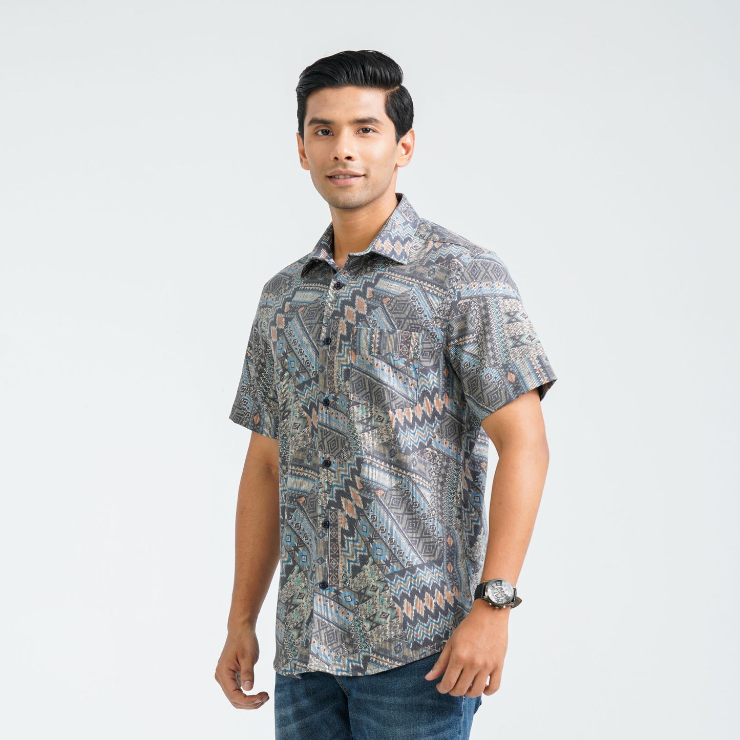 Men’s Olive Blended Casual Shirt