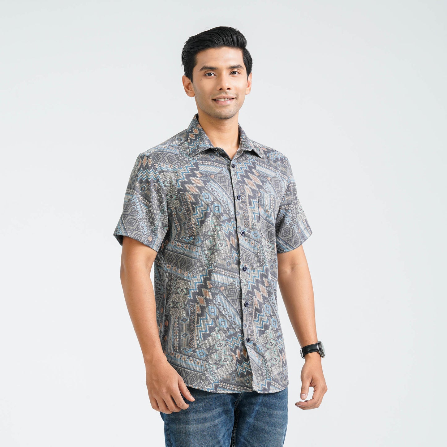 Men’s Olive Blended Casual Shirt