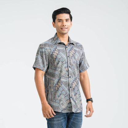 Men’s Olive Blended Casual Shirt