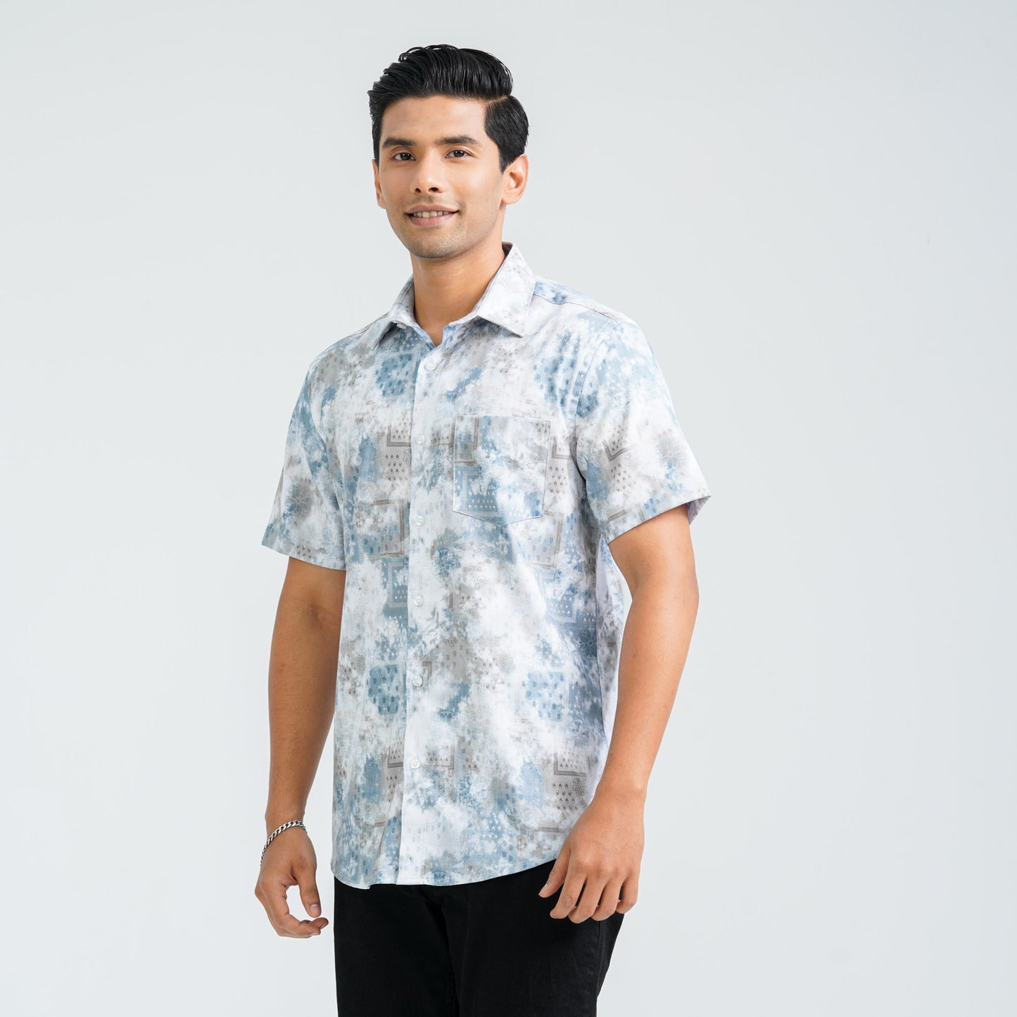 Men’s White Blended Casual Shirt